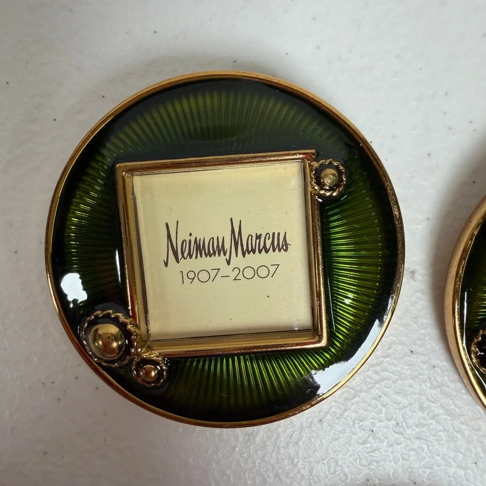 Neiman Marcus Jay Strongwater 1907-2007 Green Enamel Frame Pin Brooch Set of 5